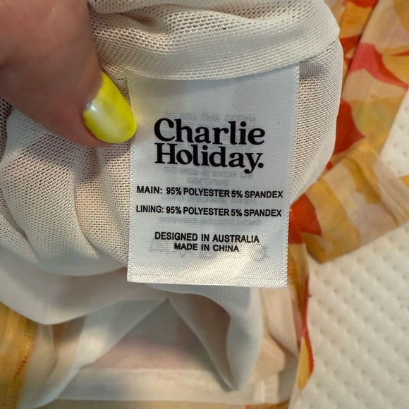 NWT Charlie Holiday Ellidy Floral Mini Dress US 4 Square Neck Bodycon Vacation - Picture 10 of 10